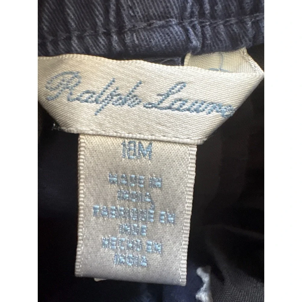 Ralph Lauren Baby Boys Navy Blue All Over Pony Embroidered Chino Shorts 18M